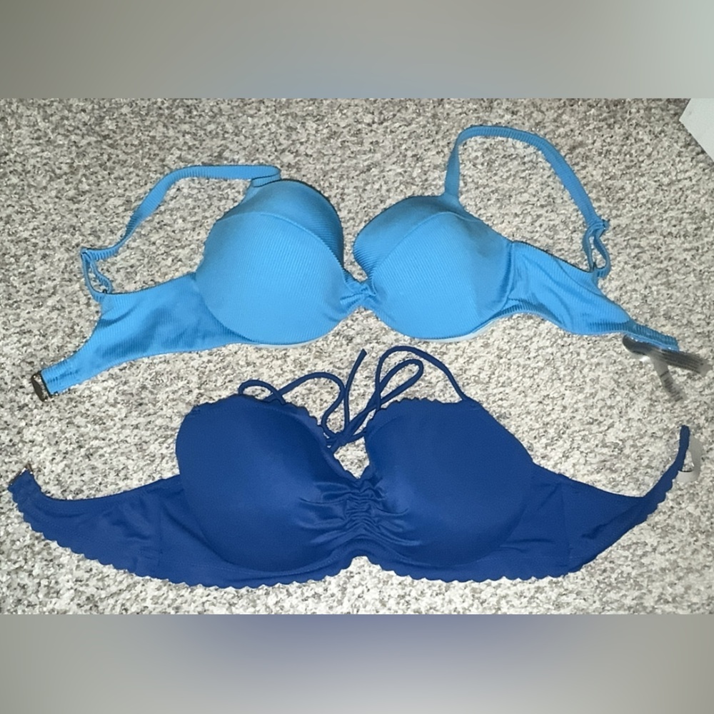 Victoria's Secret Blue and Black Bikini Tops